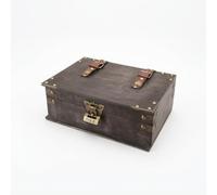 LRXFPIYF Vintage Storage Container Caja Retro de Madera con Tapa con Latch Baúl Decorativo para Madera con Asas Superiores y Detalles Metálicos Adecuado para, Gris, Pequeño