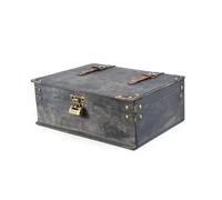 LRXFPIYF Vintage Storage Container Caja Retro de Madera con Tapa con Latch Baúl Decorativo para Madera con Asas Superiores y Detalles Metálicos Adecuado para, Gris, Grande