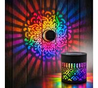 Lscsdf Lámpara solar de pared con proyección de mandala de siete colores que cambian de color, luces solares de mandala, luces de valla de metal impermeables para patio, jardín, poste, patio