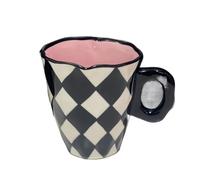 LSHIJI Tazas Cafe Taza de café pintada a mano con cielo azul y nubes blancas platillo, taza té hecha a cerámica, juego, regalo bonito for ella(HH)