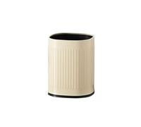 lskdnrufh Cesta de basura redonda de metal con tapa abierta, capacidad de 12 litros, con contenedor interior extraíble, el cubo exterior tiene rayas, for baño, dormitorio, cocina Papelera(White)