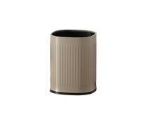 lskdnrufh Cesta de basura redonda de metal con tapa abierta, capacidad de 12 litros, con contenedor interior extraíble, el cubo exterior tiene rayas, for baño, dormitorio, cocina Papelera(Beige)