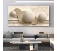 LTjiajuypd Lienzo impreso en 2D, estilo minimalista moderno, abstracto, color beige, con esferas y círculos suaves en horizontal (40 x 80 cm).