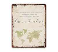 LTRAJUYNH Isaiah 6 8 Here Am I Send Me Metal Sign Religious Scripture Wall-Art for Home (8 X 12 in)