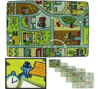 LUCA HOME - Alfombra Infantil Carretera, Juegos, Ciudad, alcolchada - Alfombra Infantil Plegable - Alfombra Juegos Circuito Coches con Base Antideslizante - Alfombra Carretera Coches 90 x 133cm