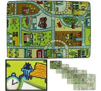 LUCA HOME - Alfombra Infantil Carretera, Juegos, Ciudad, alcolchada - Alfombra Infantil Plegable - Alfombra Juegos Circuito Coches con Base Antideslizante - Alfombra Carretera Coches 100 x 140cm