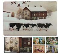 LUCA HOME - Alfombrilla acrílica con Base Antideslizante, Felpudo 51x75 Vacas con impresión Muy Realista, Felpudo para Interior de casa y decoración