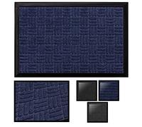 LUCA HOME - Felpudo Columbia Azul Cuadrados Absorbente Entrada a casa, Alfombra para Exterior e Interior, Impermeable, Lavable, Anti bacterias, Acolchado, Antideslizante, Cocina, Dormitorio…