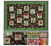 LUCA HOME - Felpudo de Goma y PVC Manchester Cuadrados Flores Antideslizante Absorbente, Felpudo 45x68cm Goma y PVC, Felpudo para Exterior e Interior