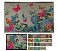 LUCA HOME - Felpudo Entrada casa de Goma-Flocada 40x70 cm Arizona Forma Base Antideslizante- fácil Limpieza- Felpudo Absorbente Acolchado- Fepudo para Exterior e Interior (Mariposa)