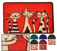LUCA HOME - Felpudo Rizo Graz Cats Rectangular con Base Antideslizante Muy Absorbente, Felpudo 40x60cm Rizos PVC, Felpudo para Exterior e Interior