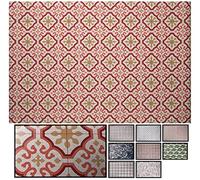 LucaHome - Alfombra vinílica Trenzada Ghana Interior o Exterior- Alfombra vinílica Cocina - salón - despacho- Dormitorio Vinilo PVC - Alfombra vinílica Antideslizante(Flor Beige- 80x140cm)