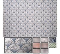 LucaHome - Alfombra vinílica Trenzada Ghana Interior o Exterior, Cocina, salón, despacho, Dormitorio Estampada Vinilo PVC, Antideslizante(Abanico Azul, 60x90cm)