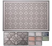 LucaHome - Alfombra Vinílica Trenzada Ghana Interior o Exterior - Cocina, Salón, Despacho, Dormitorio - Vinilo PVC - Antideslizante (Flor Azul, 120x180cm)