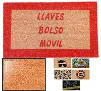 LucaHome - Felpudo de Coco Natural 70x40 con Base Antideslizante, Divertido Llaves Bolso Móvil Rojo, Absorbente Entrada Casa, Ideal para Puerta Exterior o Pasillo