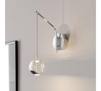 Lucande Aplique de pared LED Hayley, color cromo, cristal, altura 34 cm