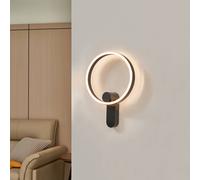 Lucande Aplique de pared LED Yekta, directo, negro, atenuable