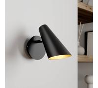 Lucande aplique de pared Wibke, altura 24 cm, negro, dorado, metal