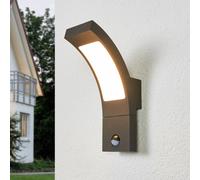 Lucande Aplique LED para exterior Juvia, sensor, 27 cm, gris, IP54