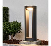 Lucande Baliza LED Dylen, gris, metal, 50 cm, IP65
