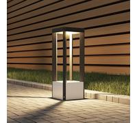 Lucande Baliza LED Kalisa, IP65, 42 cm, gris, metal
