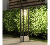 Lucande Bolardo luminoso Kalisa, E27, IP44, 70 cm, gris, metal
