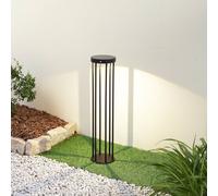 Lucande, bolardo luminoso LED solar, Evelis, negro, aluminio, sensor