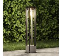 Lucande Bolardo luminoso Overa, gris, metal, 68 cm, IP44, E27