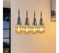 Lucande Gesja colgante, 4 luces, largo, cromo