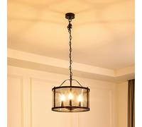 Lucande Lámpara colgante Eryk (Industrial) en Negro hecho de Metal e.o. para Salón & Comedor (3 llamas, E14) lámpara techo