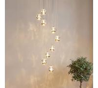 Lucande LED Lámpara colgante Hayley (Diseño) en Dorado hecho de Vidrio e.o. para Salón & Comedor (9 llamas, lámpara vidrio, mesa comedor