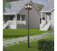 Lucande Lámpara de exterior Siveta, 240 cm, 3 luces, negra, E27, IP65