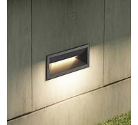 Lucande Lámpara de pared LED empotrable Jaano, antracita, aluminio, IP65