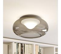 Lucande Lámpara LED de techo Mijo, Ø 43 cm, gris humo, cristal