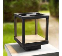 Lucande Lámpara sobremuro LED Lealan, negra, metal, 23 cm, IP54