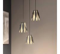 Lucande Lounit colgante, negro-dorado, 3 luces