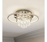 Lucande plafón LED Keely, color cromo, cristal, 45 cm