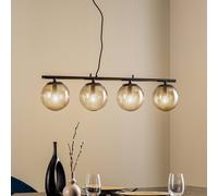 Lucande Sotiana lámpara colgante, 4 globos de cristal, negro