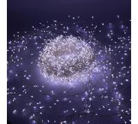 Luccika Luces Cluster navideñas, luces LED Micro en Racimo, 8 modos de iluminación, para Interior y Exterior, luces Decorativas para árbol de Navidad (Blanco Hielo, Alambre Plateado, 20M 2000LED)