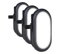 Luceco Aplique de pared ovalado, 5W, IP54, negro (Paquete de 3)