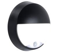 Luceco Aplique de Pared Redondo 10W LED, Lámpara Negro/Blanco con Sensor de Movimiento, iluminación para Exterior, Jardin, Terraza, Patio (EBEE10P40-01)