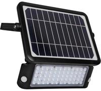 Luceco Foco LED Solar para Exterior con Sensor de Movimiento PIR, Luz de Seguridad, Iluminación Exterior, Diseño Angular, Ajustable, Guardian, Negro, IP65, 10W, 1080lm, 4000K, LEXSF11B40