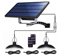 Luces colgantes solares IP65, lámpara impermeable con control remoto, luces de doble bombilla para cobertizos al aire libre, granero, gallinero, bullpen cerdo, bolígrafo, 3 unidades, cable de