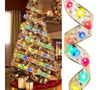 Luces de Hadas de Cinta Brillante, FainFun 5M Luces Hadas Cinta Navideña, Luminosa para Árbol de Navidad, Guirnalda para Decoración Interiores (Arcoíris)
