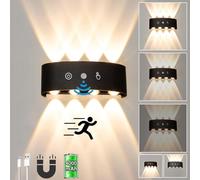 Luces de Pared a Pilas con Detector de Movimiento LED Bañadores de Pared Interior con Control Táctil Lampara de Pared Magnetica Carga USB Aplique de Pared Regulable para Dormitorio Pasillo Escaleras