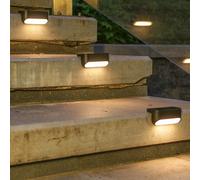 Luces de paso para exteriores con energía solar con paneles de silicio policristalino y modos de luz blanca/cálida dual para escaleras, paredes y jardines