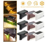 Luces de paso solares para exteriores, LED blanco cálido, iluminación impermeable para camino de escalera, para jardín, Patio, valla, balcón, decoración, energía Solar Whtie-Warm 2 Pcs