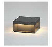 Luces de poste al aire libre - Lámparas de pilar de columna cuadrada Lámparas de mesa de poste de patio negro moderno Linterna de cubierta de puerta de acero inoxidable impermeable al aire libre(25cm)