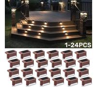 Luces LED solares para escaleras, iluminación exterior IP65, luz impermeable para escalones, barandilla, decoración de jardín, 4/8/12/16/20/24 Uds.