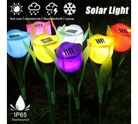 Luces solares de flores de tulipán para exteriores, LED impermeables, estaca de jardín, decoración de césped, decoración de fiesta, luz Solar blanca cálida para exteriores